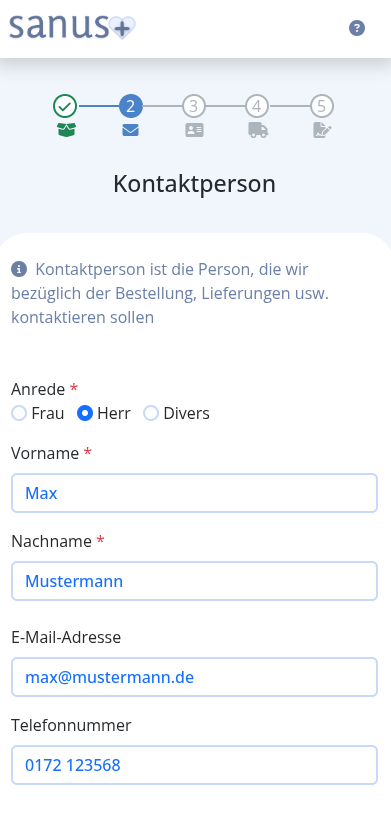 Screenshot: Name und Kontaktdaten — wer bestellt eigentlich