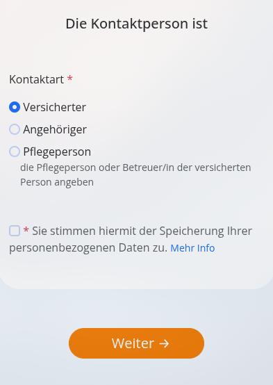 Screenshot: Wer bist du in dieser Bestellung — und Datenschutz