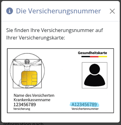 Screenshot: Versichertennummer auf der Karte finden